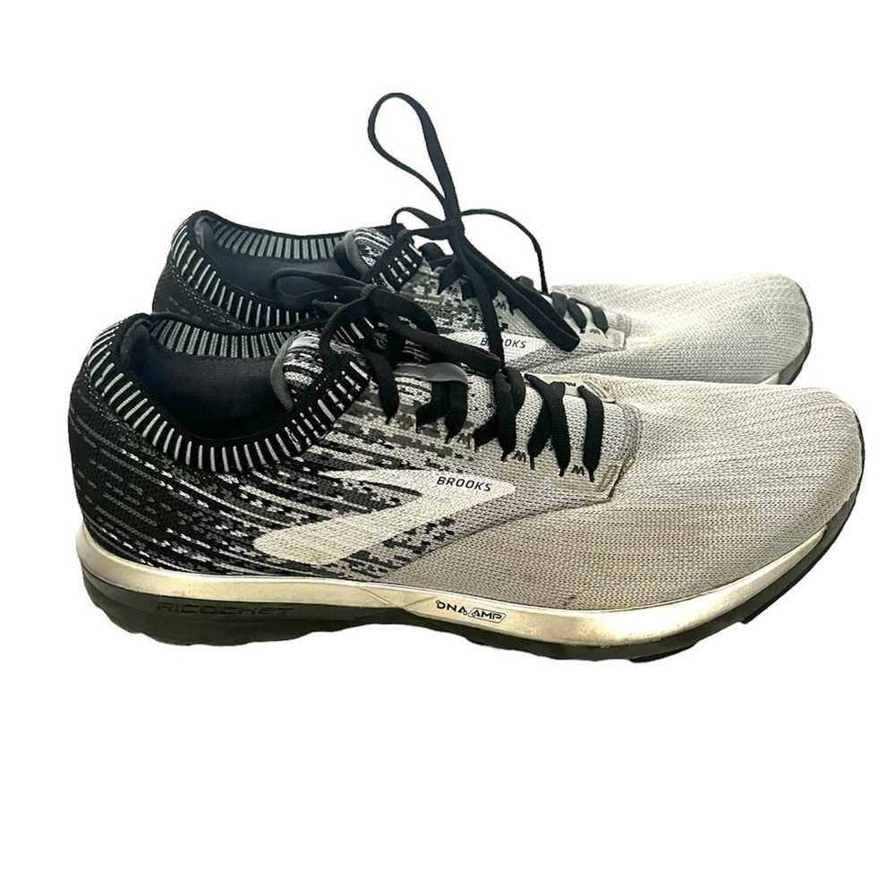 Brooks Ricochet Mens Black Gray Knit Lace Up Athletic Running Shoes Sneakers - Picture 3 of 7